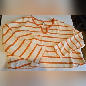 Lucy & Yak Long Sleeve Crop Top Thermal Sweatshirt Organic Cotton Women Size XL